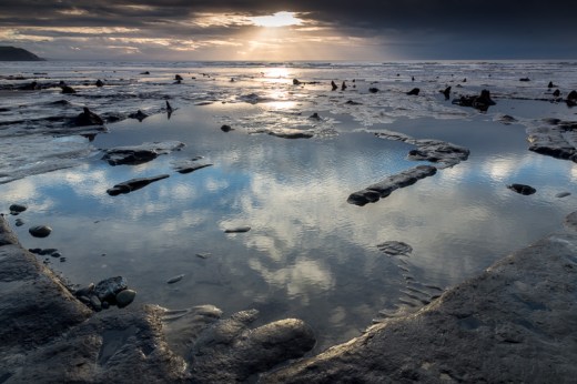 Peat cuttings in submerged forest - Borth / Ynyslas